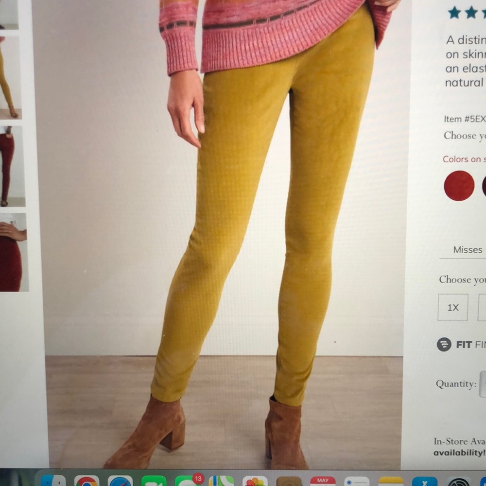 Women Corduroy Pull-On Skinny Pants